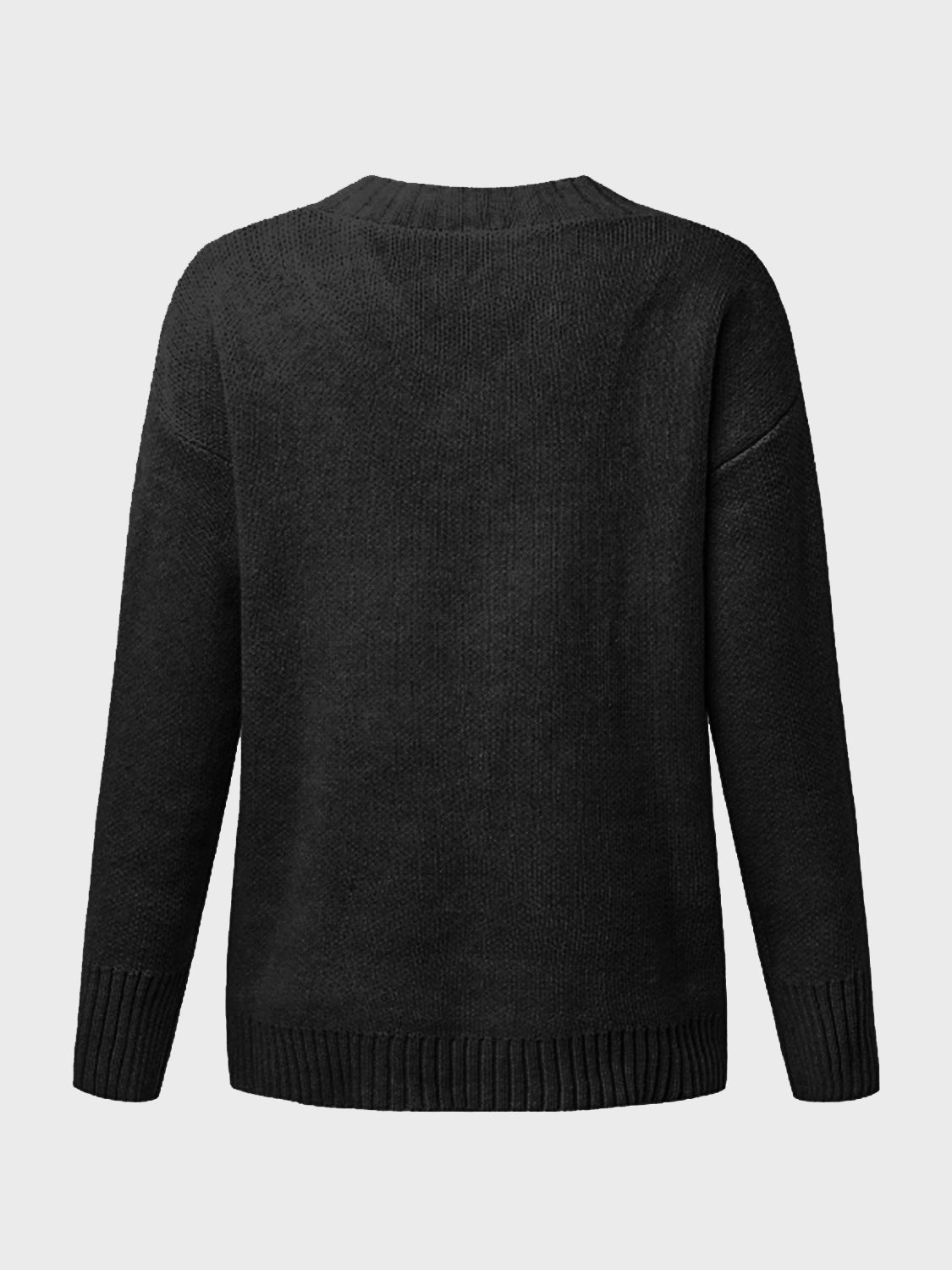 V-Neck Long Sleeve Knit Top - ClassiQ