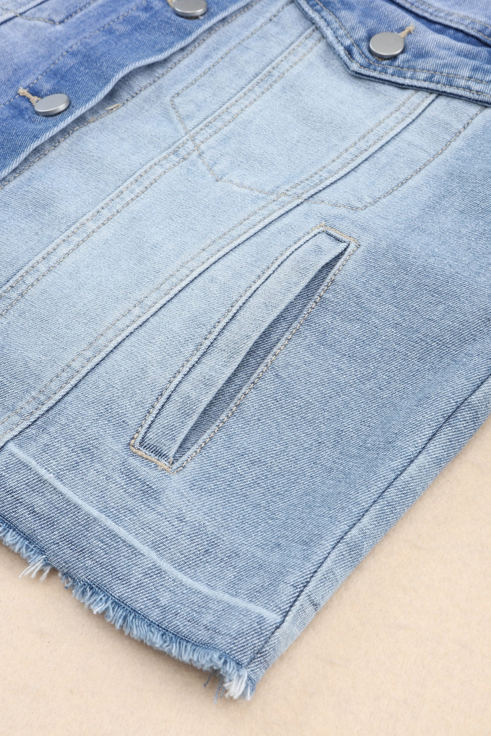 Distressed Button Up Drop Shoulder Denim Jacket - Classique Collection