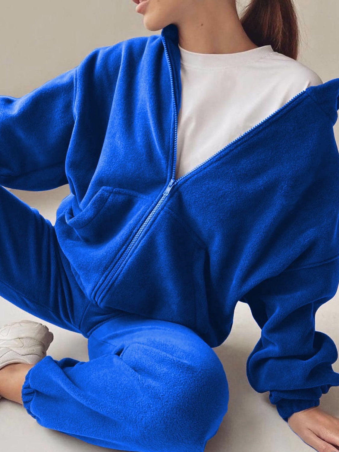 Zip Up Long Sleeve Hoodie and Joggers Set - ClassiQ
