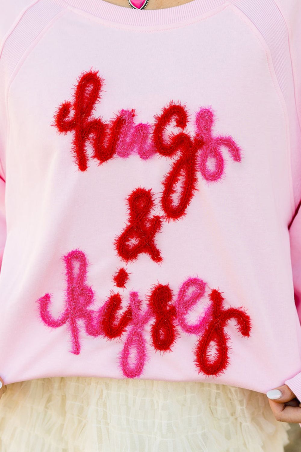 Valentine’s Day HUG AND KISSES Round Neck Sweatshirt - Classique Collection