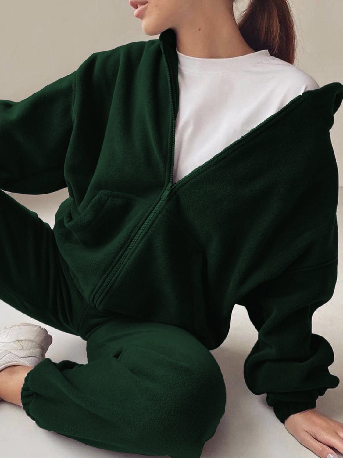 Zip Up Long Sleeve Hoodie and Joggers Set - ClassiQ