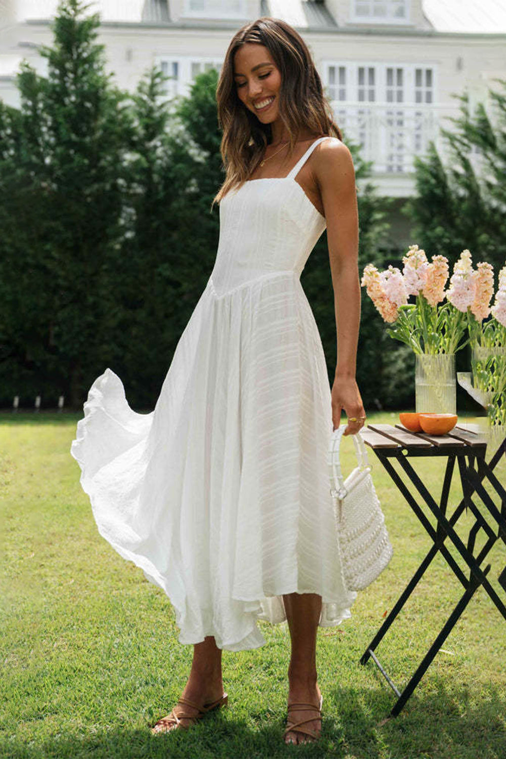 Square Neck Wide Strap Cami Dress - Classique Collection