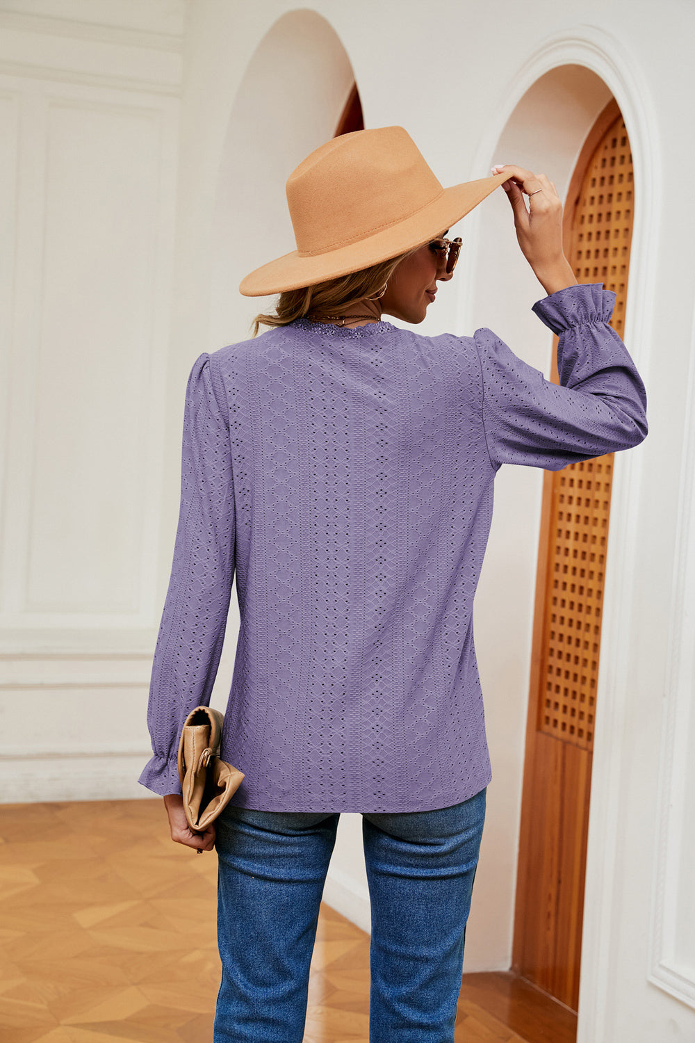 V-Neck Flounce Sleeve Blouse - Classique Collection