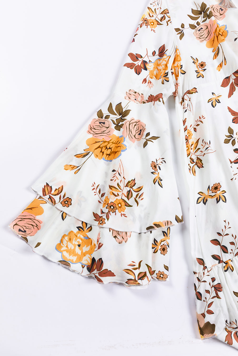 Printed V-Neck Flare Sleeve Mini Dress - Classique Collection