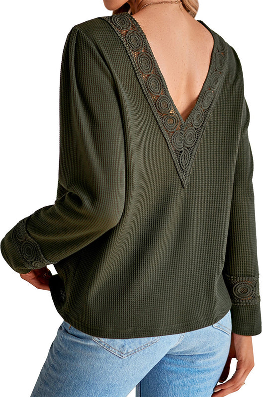 Lace Trim V-Neck Top - Classique Collection