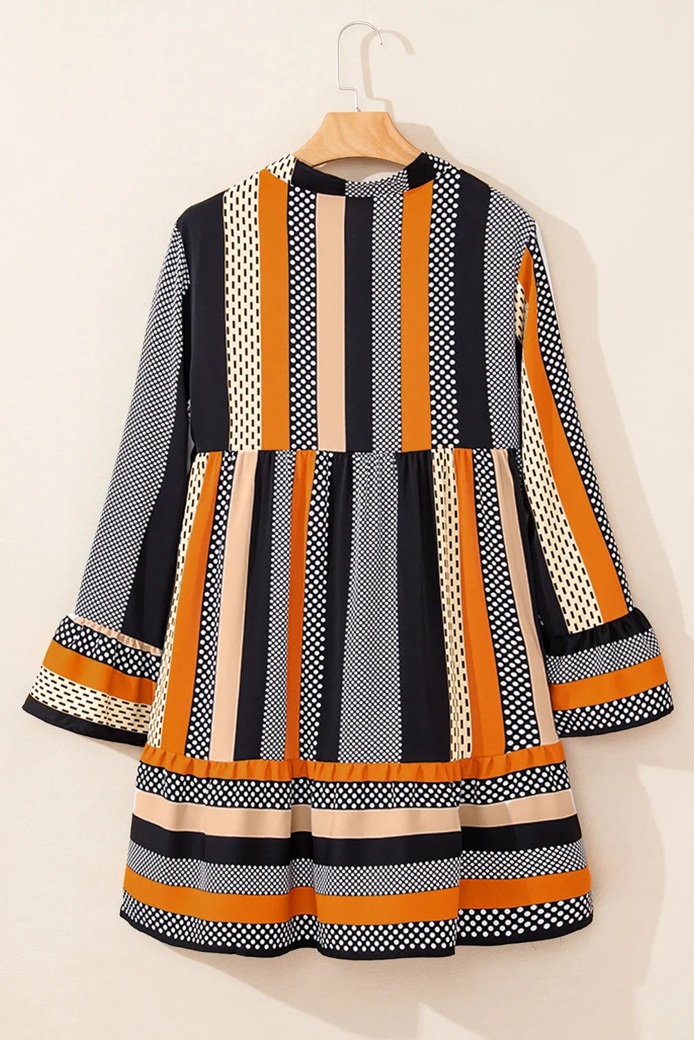 Printed Notched Long Sleeve Mini Dress - Classique Collection
