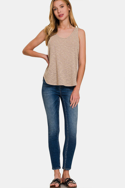 Zenana Curved Hem Round Neck Tank - Classique Collection