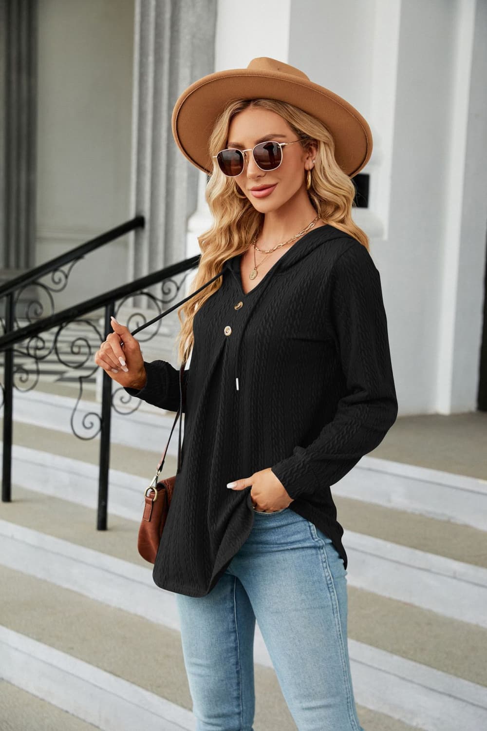Long Sleeve Hooded Blouse - Classique Collection