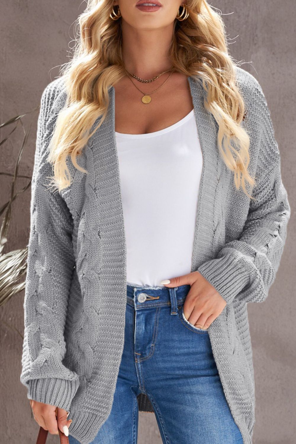 Cable-Knit Open Front Cardigan - ClassiQ