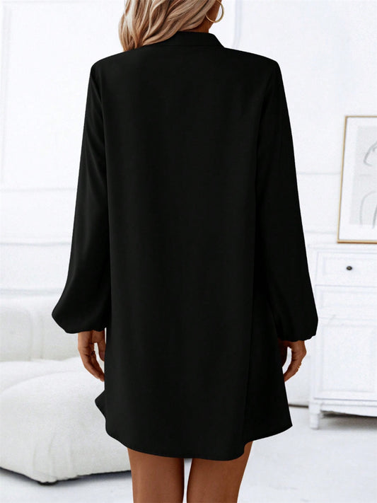 Notched Long Sleeve Mini Dress - Classique Collection