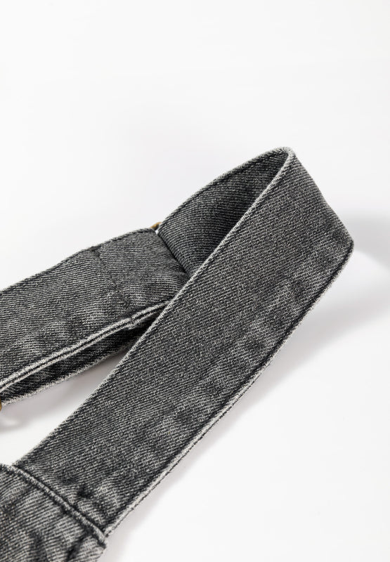 Wide Strap Button Down Denim Overall Dress - Classique Collection