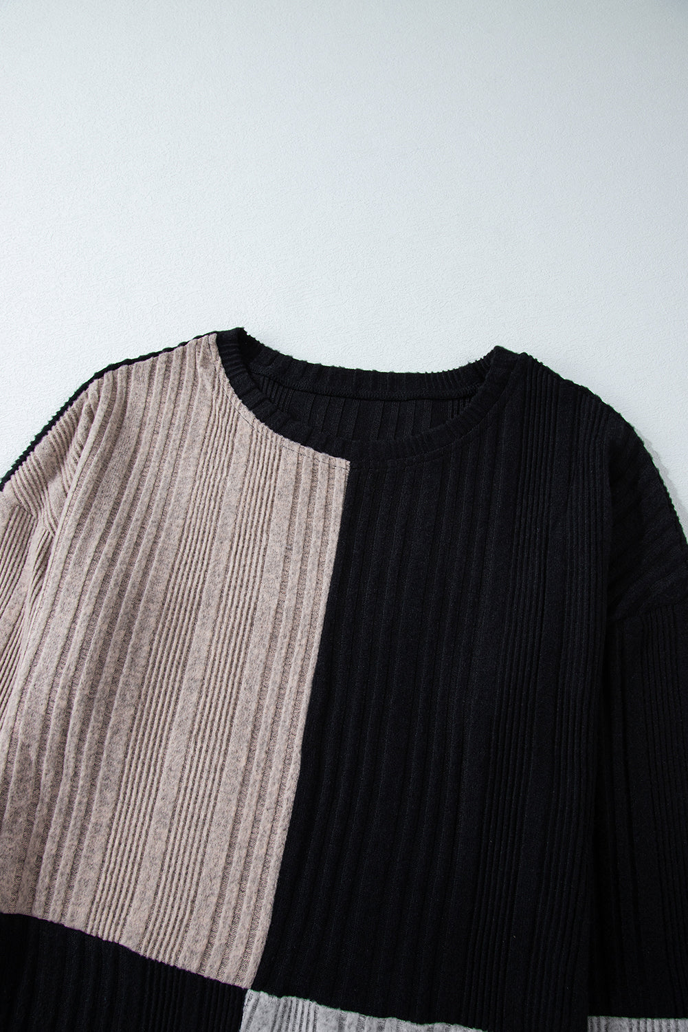 Color Block Drop Shoulder Long Sleeve Mini Dress - Classique Collection