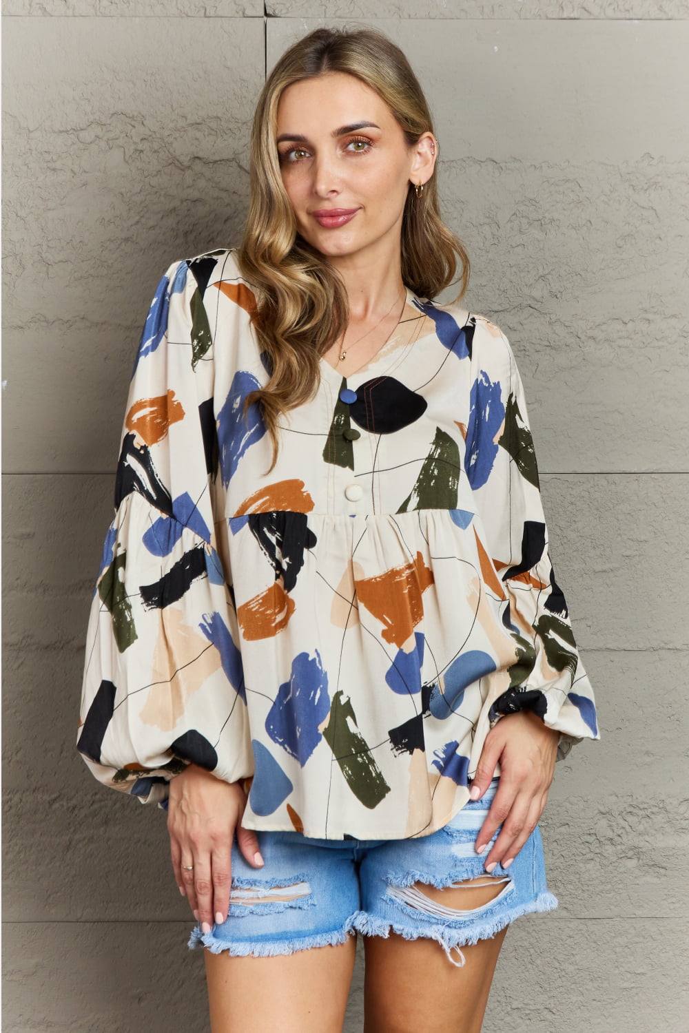 Hailey & Co Wishful Thinking Multi Colored Printed Blouse - Classique Collection
