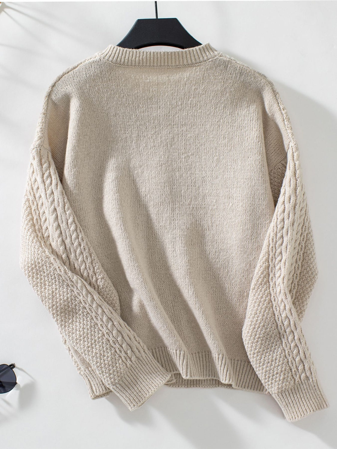 Cable-Knit Round Neck Button Up Cardigan - ClassiQ