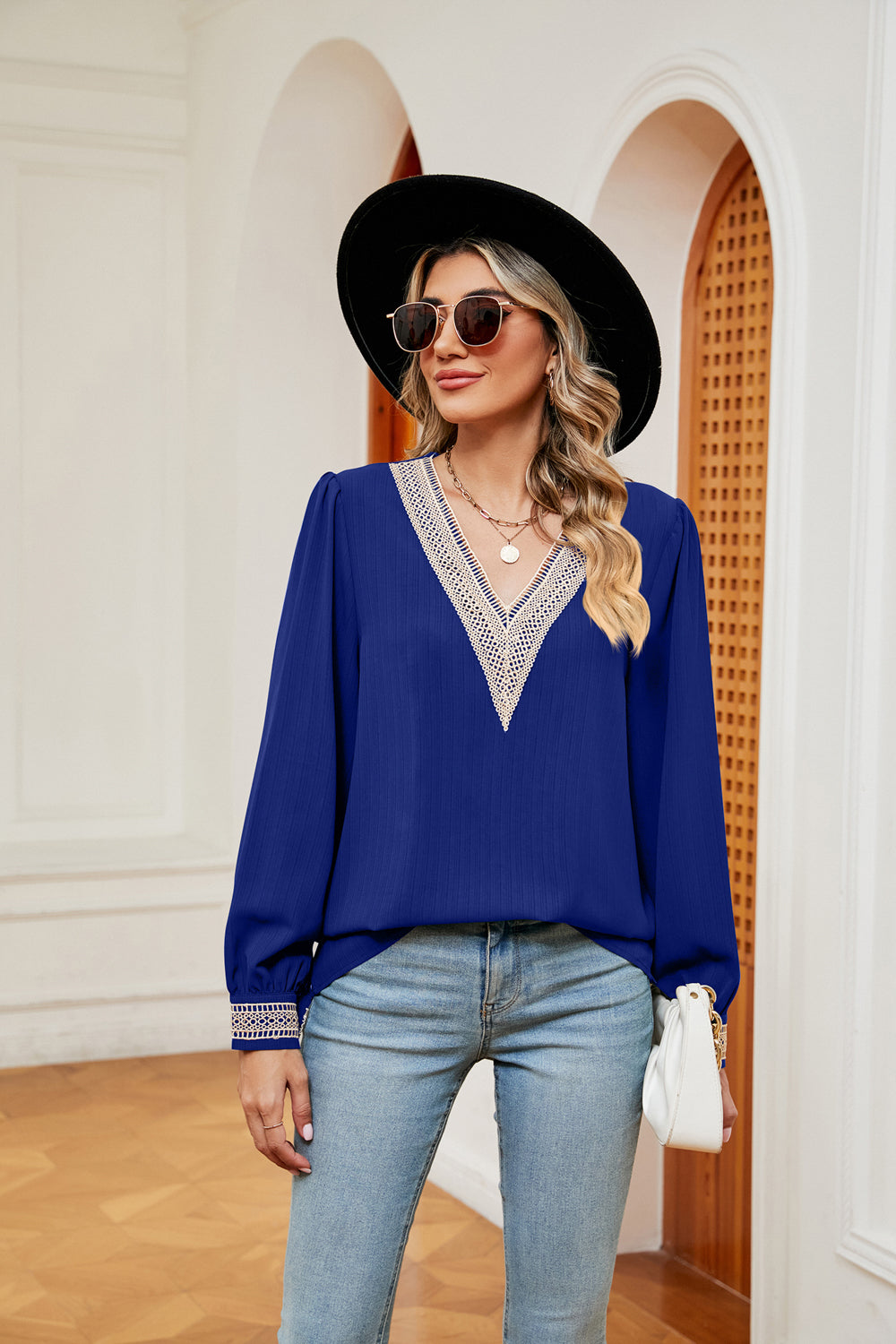 Contrast Puff Sleeve Blouse - Classique Collection