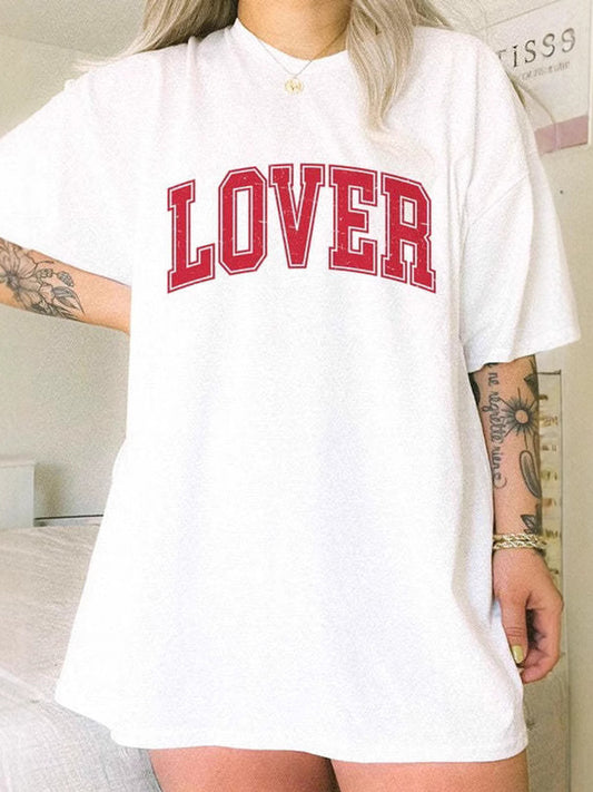 LOVER Round Neck Half Sleeve T-Shirt - Classique Collection