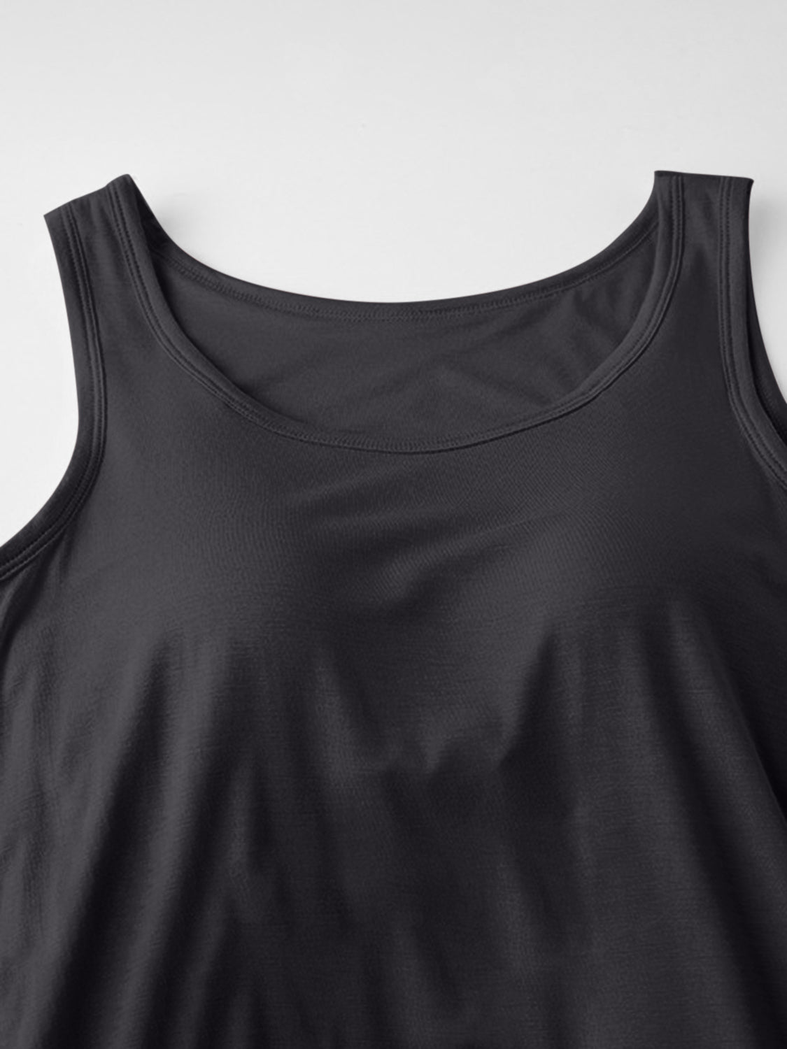 Round Neck Wide Strap Mini Tank Dress with Bra - Classique Collection