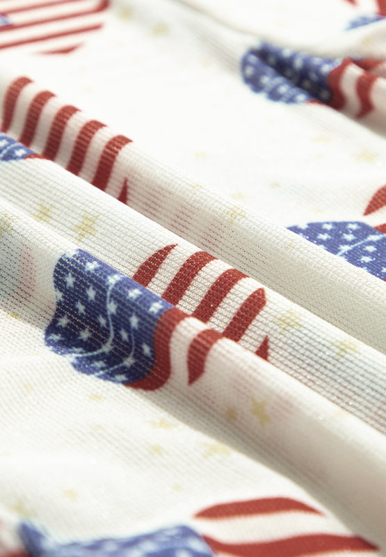 US Flag Heart Mock Neck Long Sleeve Bodysuit - Classique Collection