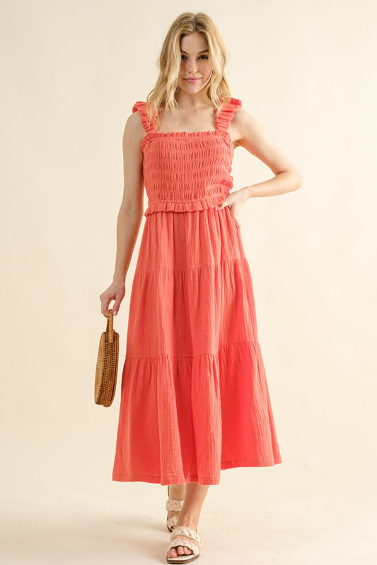 And The Why Smocked Ruffled Tiered Dress - Classique Collection