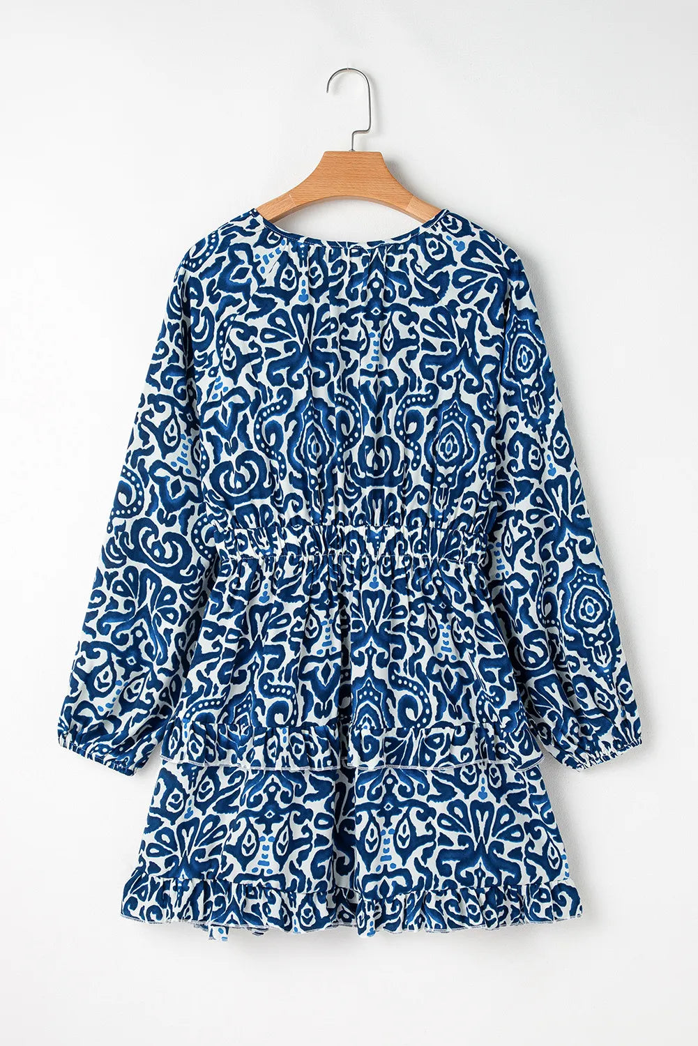 Printed Tie Neck Long Sleeve Dress - Classique Collection