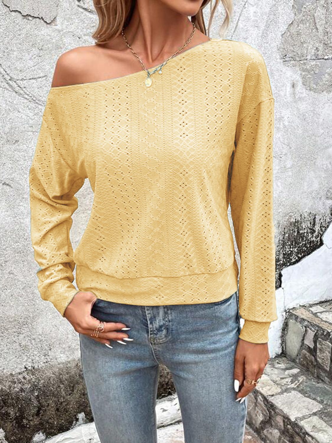 Eyelet Dropped Shoulder Blouse - Classique Collection