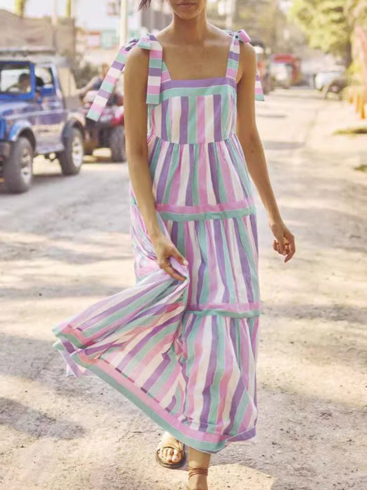 Tied Contrast Wide Strap Cami Dress - Classique Collection