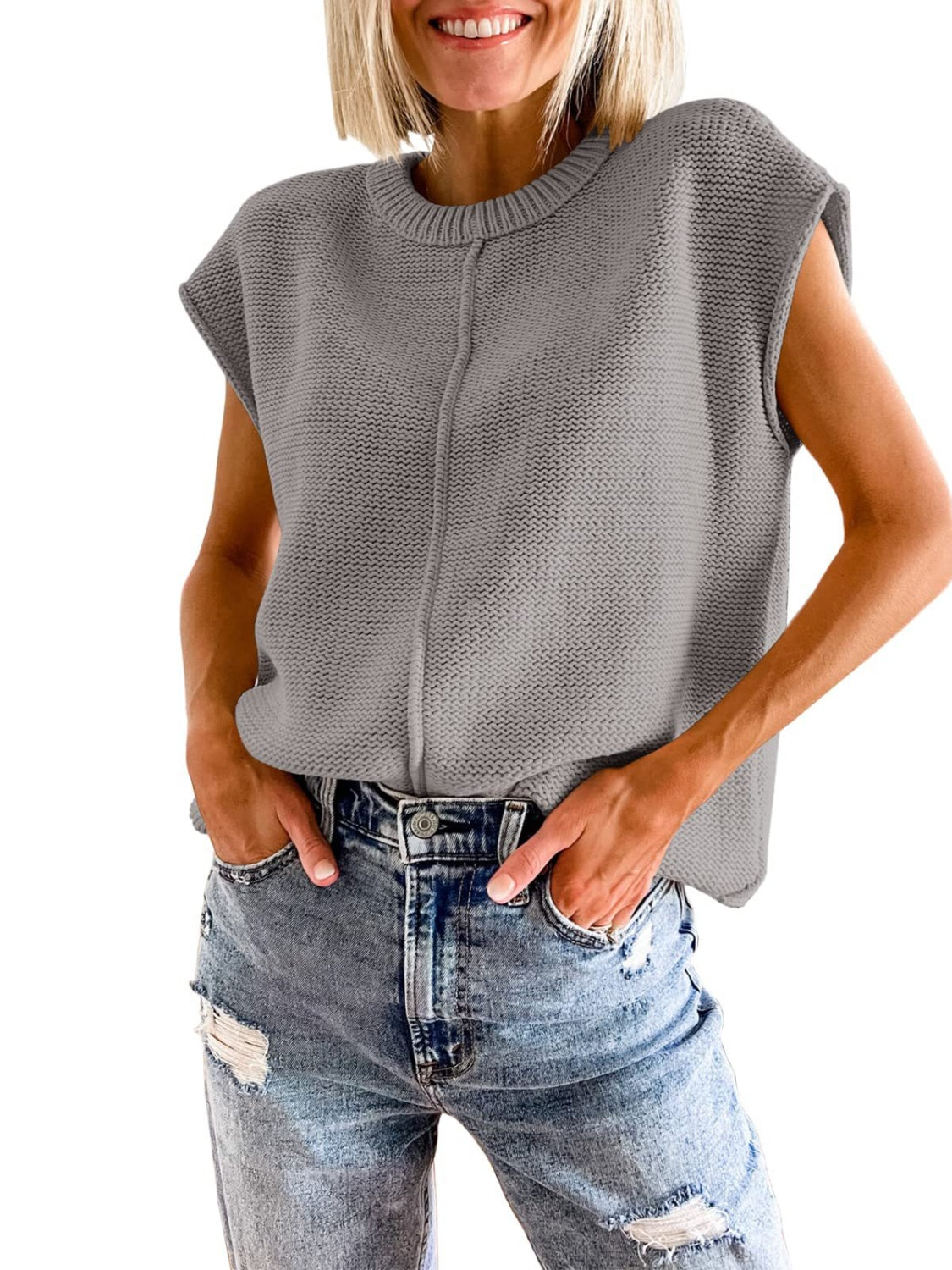 Cap Sleeve Sweater Vest - ClassiQ