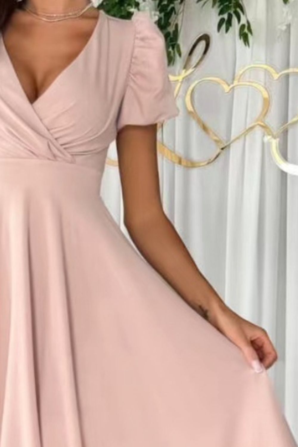 Surplice Puff Sleeve Midi Dress - Classique Collection