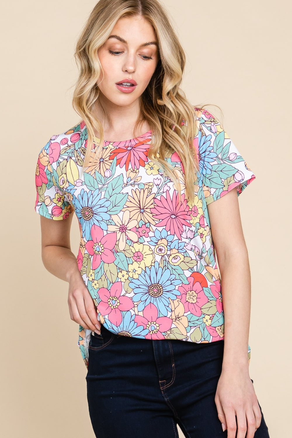 BOMBOM Floral Short Sleeve T-Shirt - Classique Collection