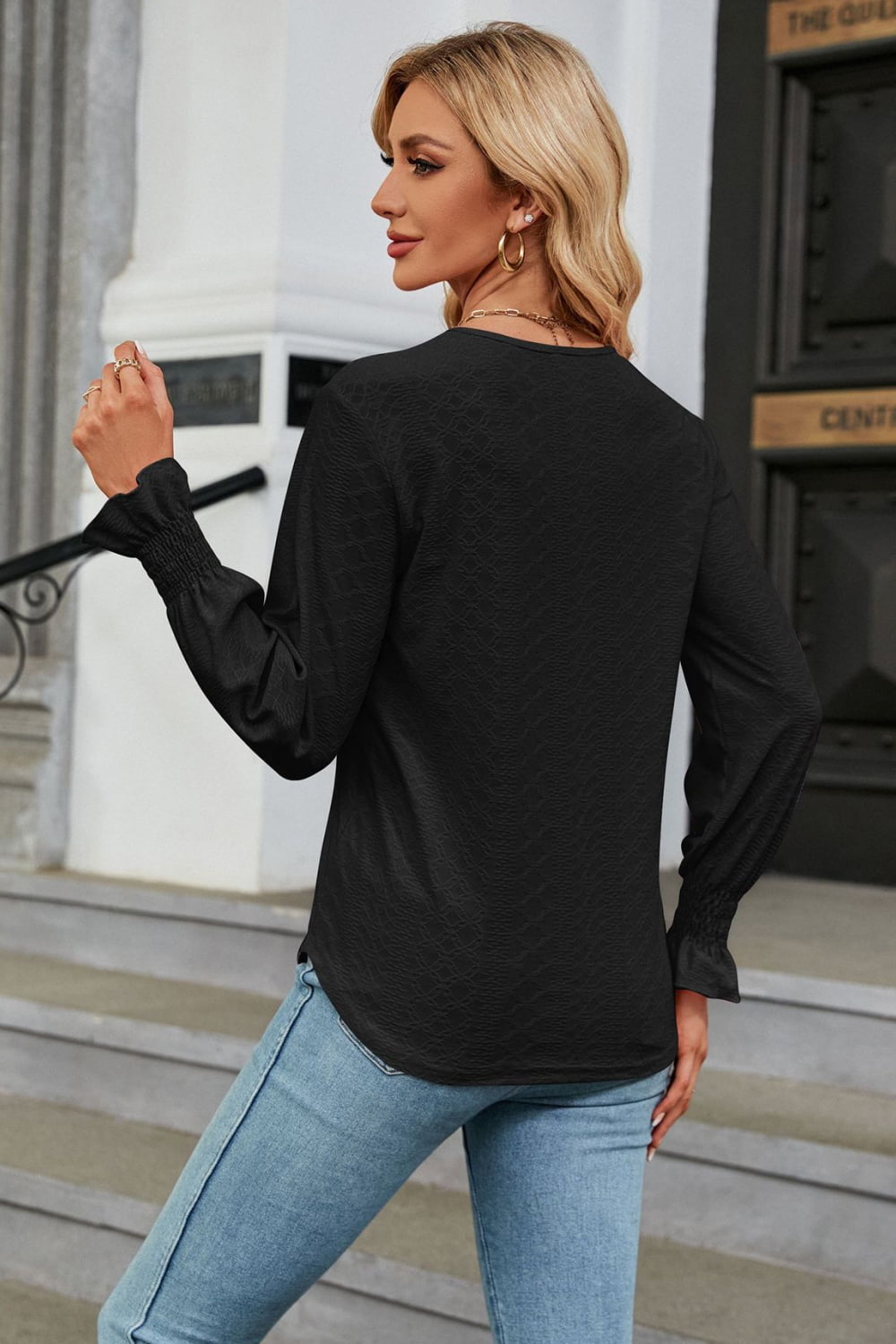 V-Neck Flounce Sleeve Blouse - Classique Collection