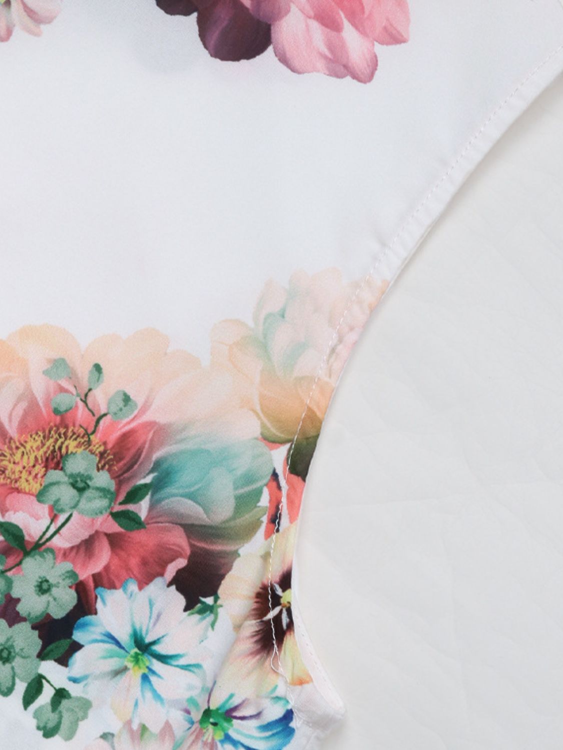 Tied Flower Printed Mock Neck Top - Classique Collection