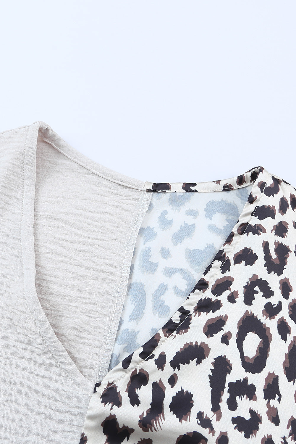 Leopard Color Block V-Neck Blouse - Classique Collection