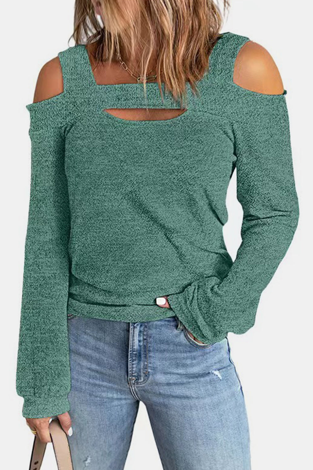 Full Size Cutout Cold Shoulder Blouse - Classique Collection