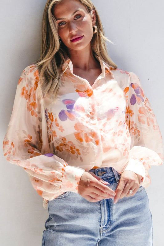Printed Collared Neck Long Sleeve Shirt - Classique Collection