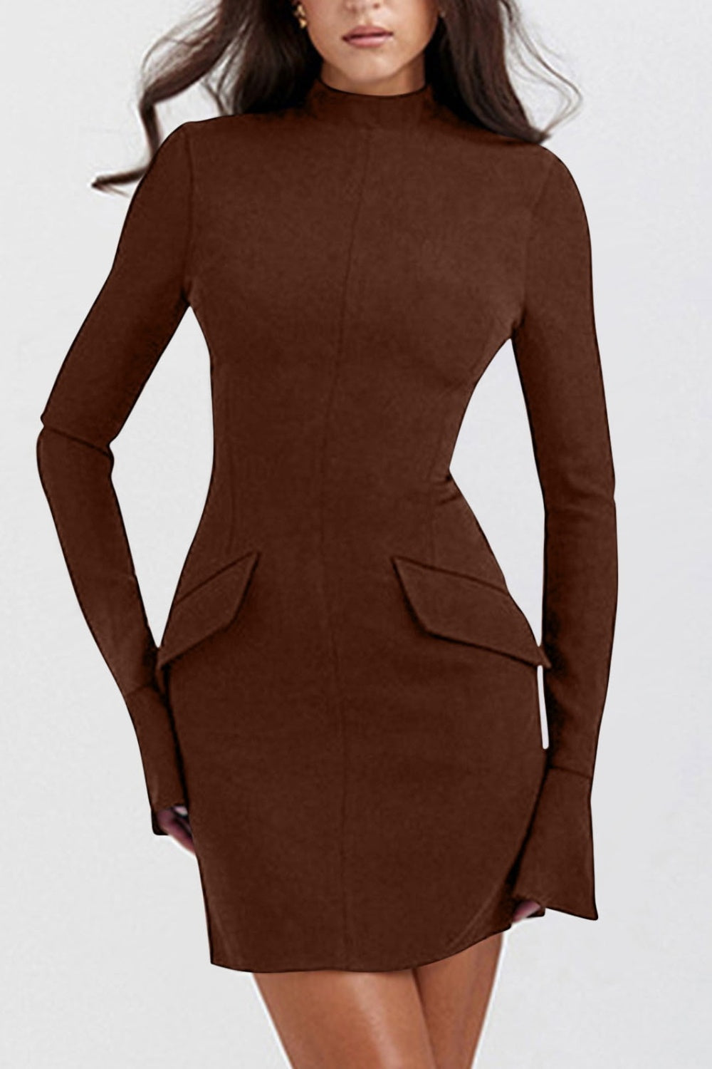 Mock Neck Long Sleeve Mini Dress - Classique Collection