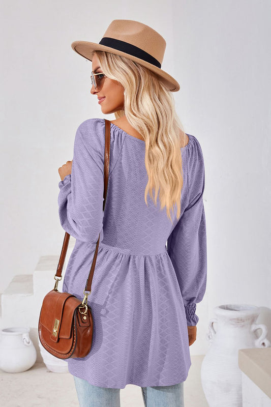 V-Neck Lantern Sleeve Blouse - Classique Collection