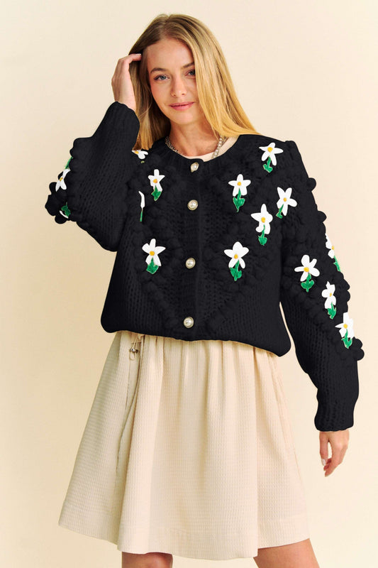 Davi & Dani Floral Pattern Button Down Cardigan - Classique Collection