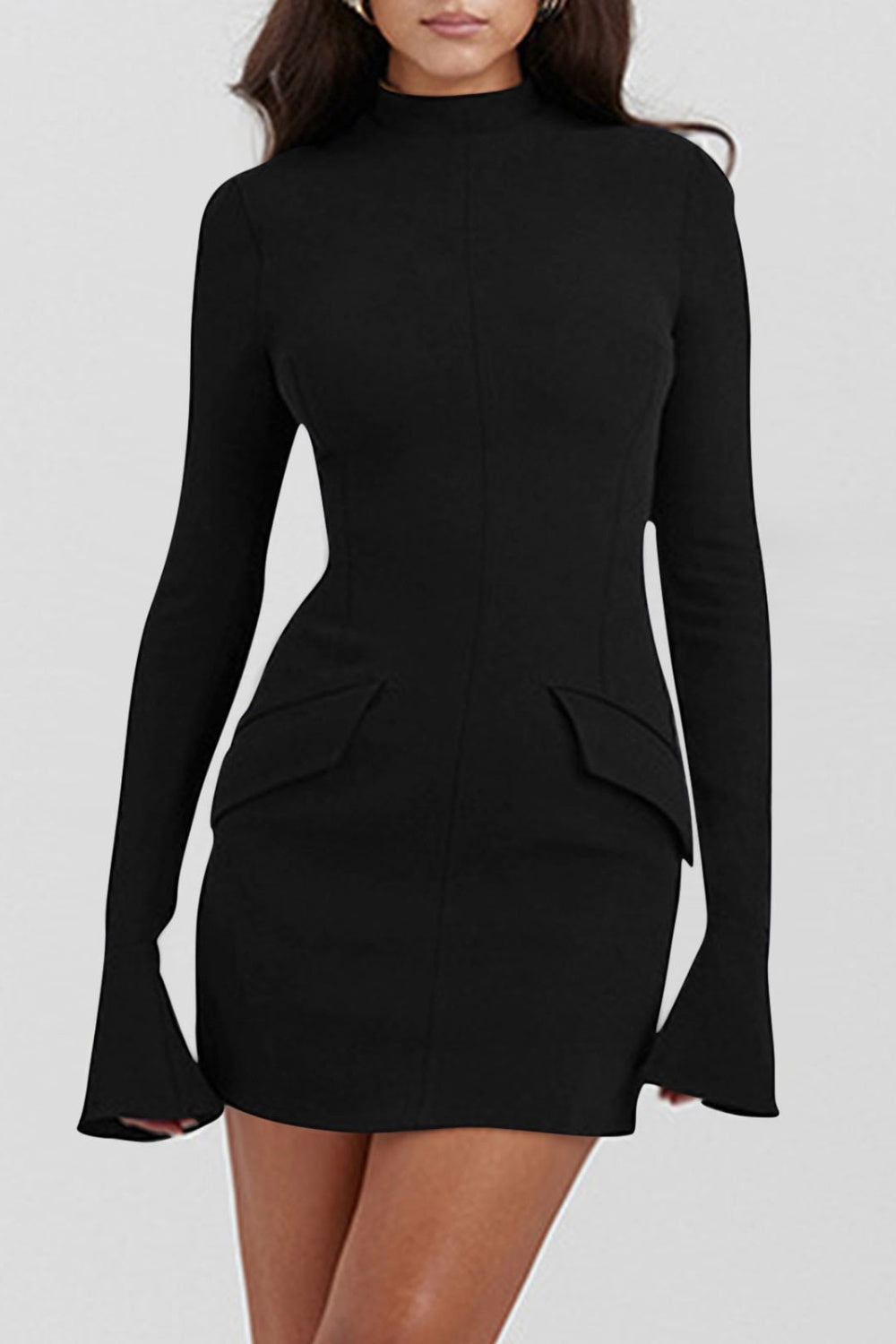 Mock Neck Long Sleeve Mini Dress - Classique Collection