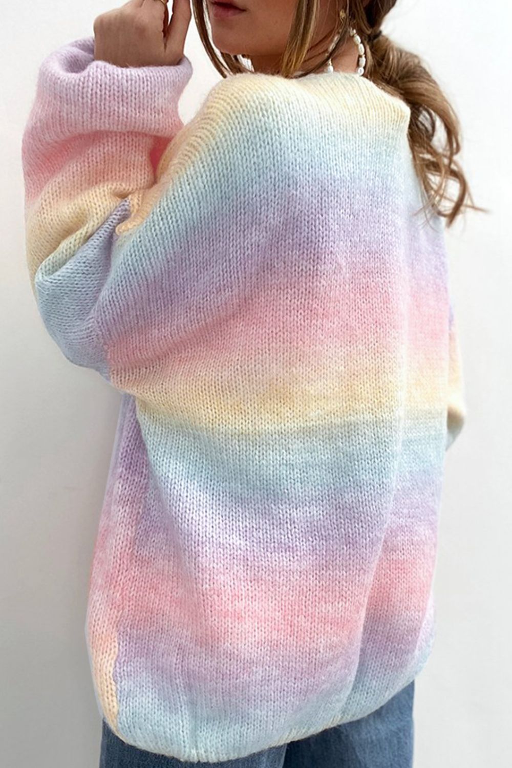 Gradient Open Front Drop Shoulder Cardigan - ClassiQ