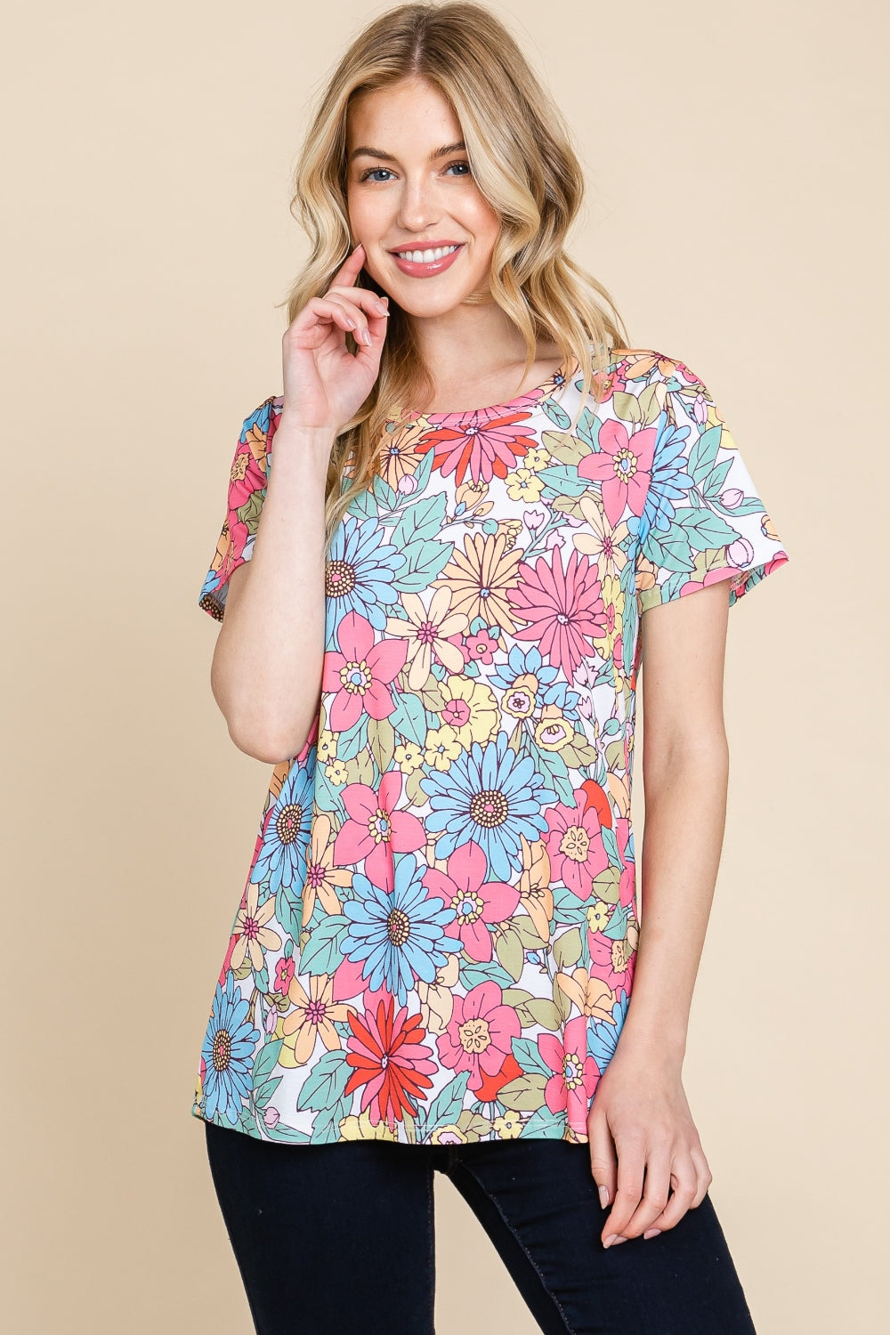 BOMBOM Floral Short Sleeve T-Shirt - Classique Collection
