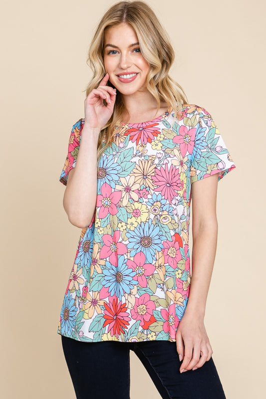 BOMBOM Floral Short Sleeve T-Shirt - Classique Collection