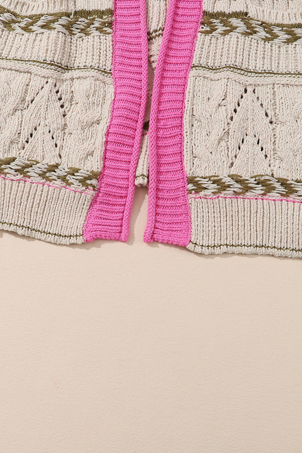 Contrast Tied Open Front Cardigan - Classique Collection