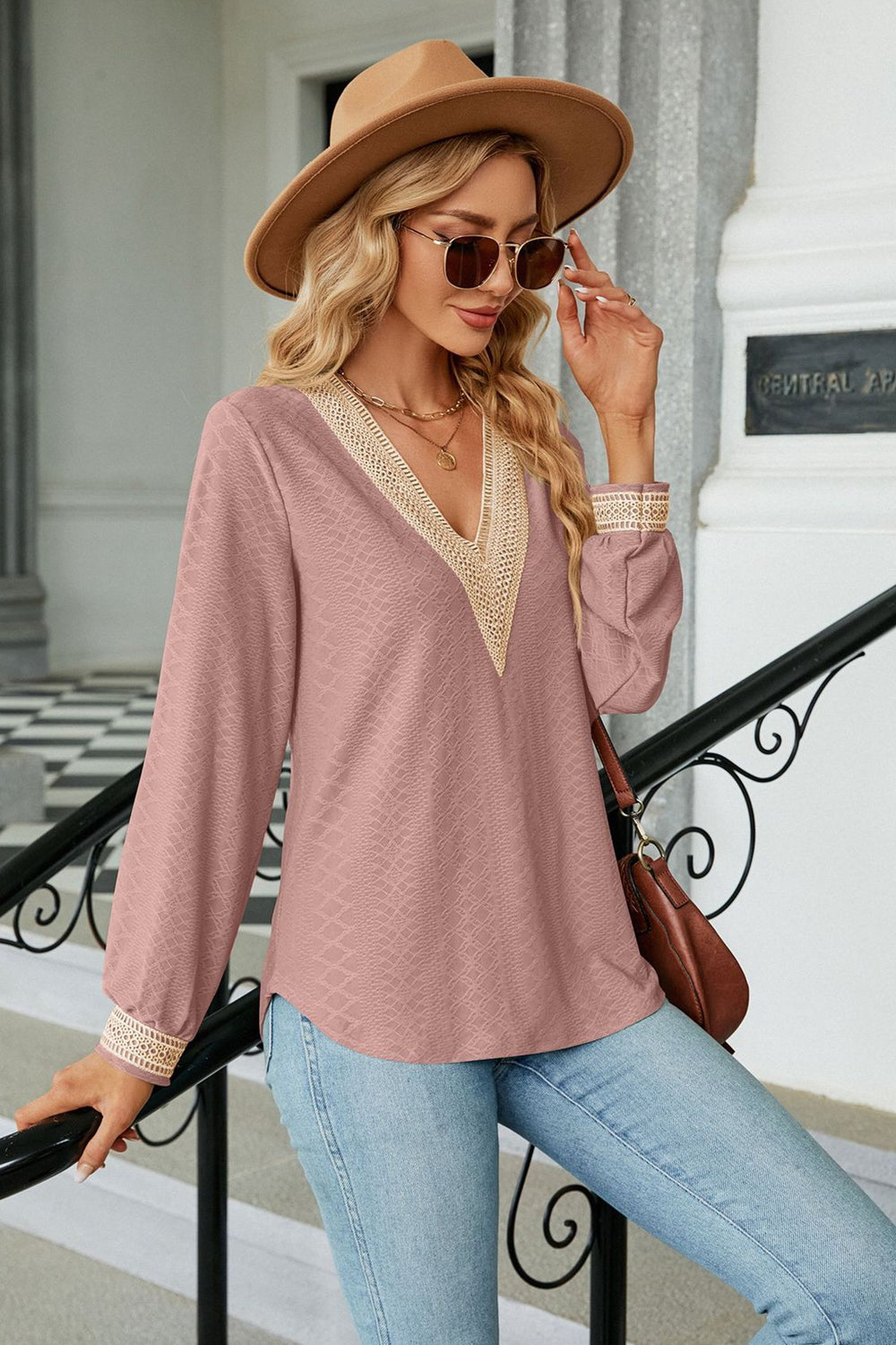 V-Neck Long Sleeve Blouse - Classique Collection