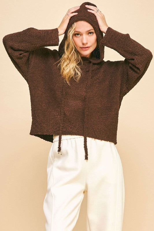 Davi & Dani Drop Shoulder Long Sleeve Hooded Sweater - ClassiQ