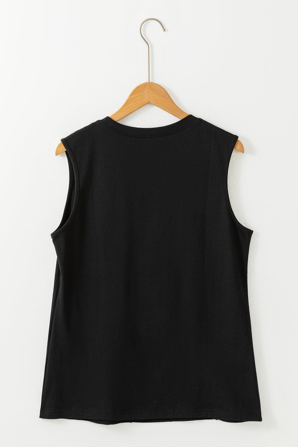 Black Crew Neck Pleated Tank Top ClassiQ