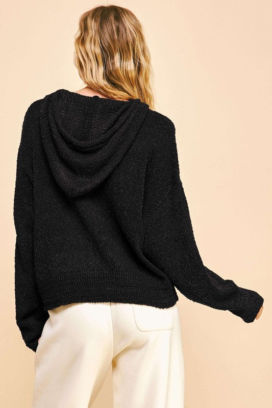 Davi & Dani Drop Shoulder Long Sleeve Hooded Sweater - Classique Collection