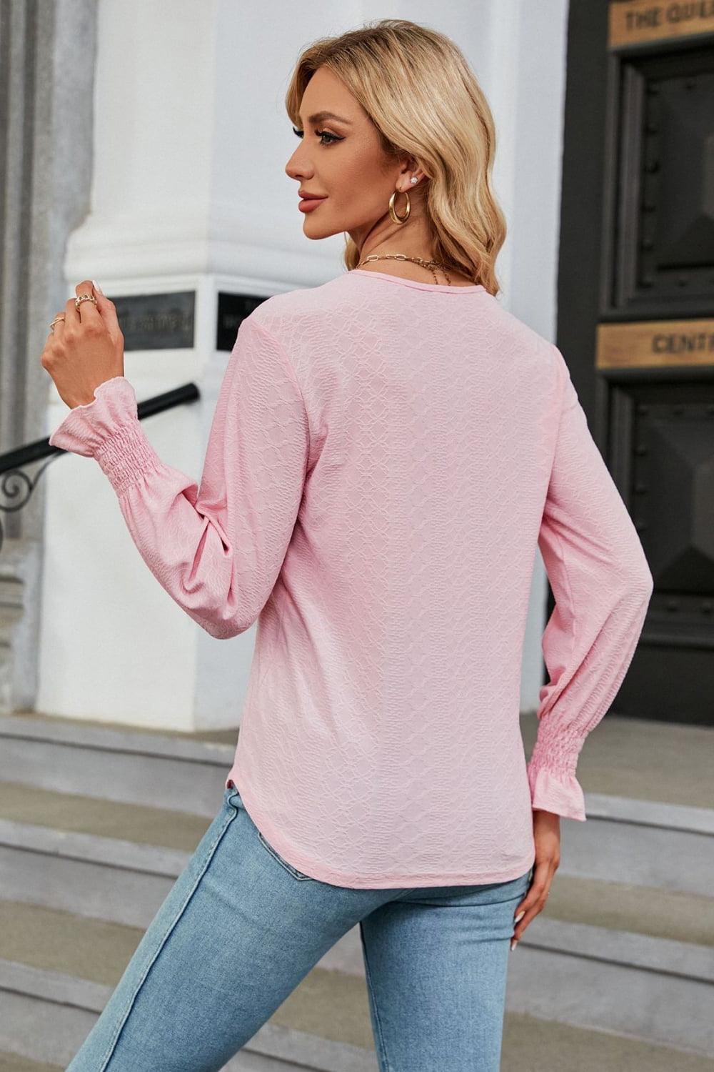 V-Neck Flounce Sleeve Blouse - Classique Collection