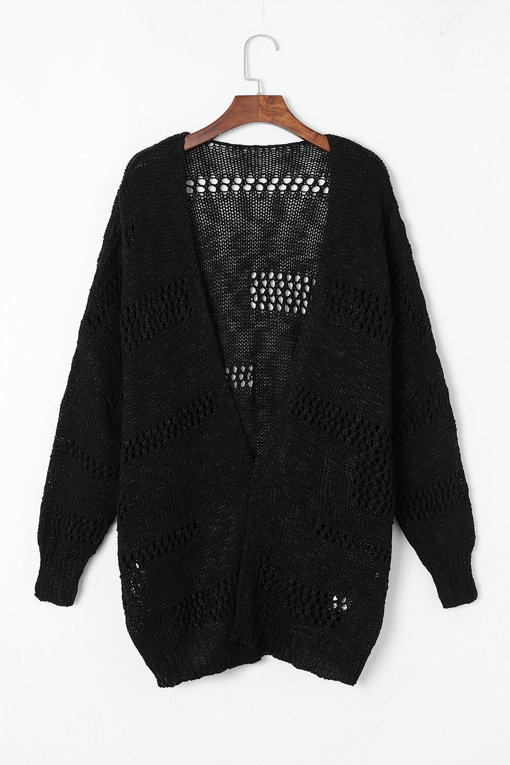 Openwork Open Front Long Sleeve Cardigan - Classique Collection