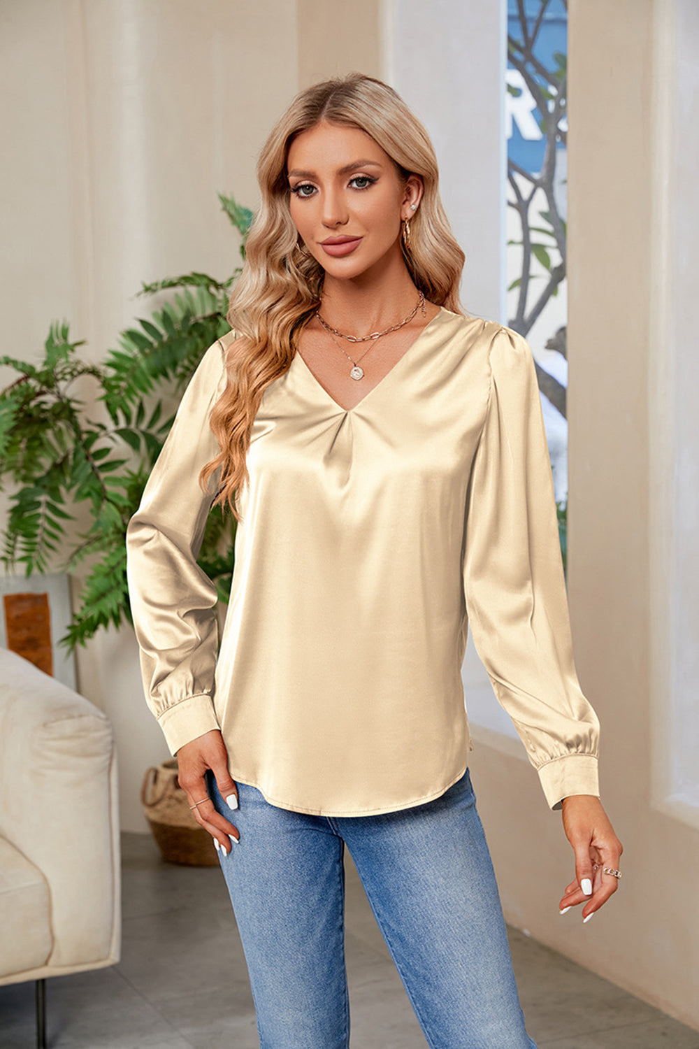 V-Neck Long Sleeve Top - Classique Collection