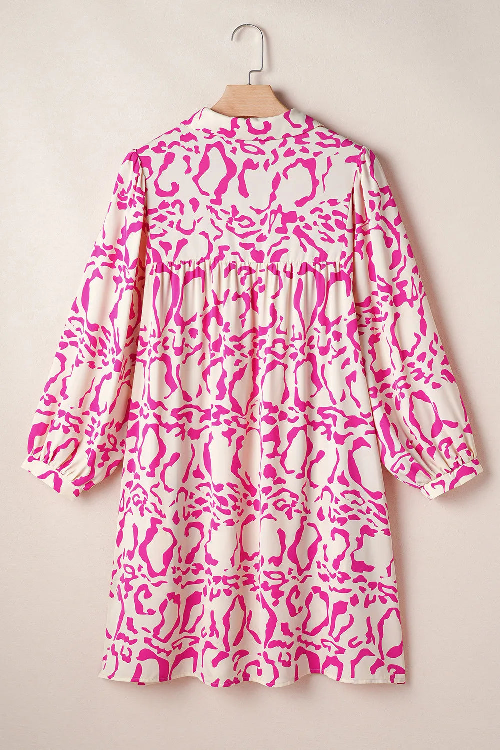Printed Johnny Collar Long Sleeve Mini Dress - Classique Collection